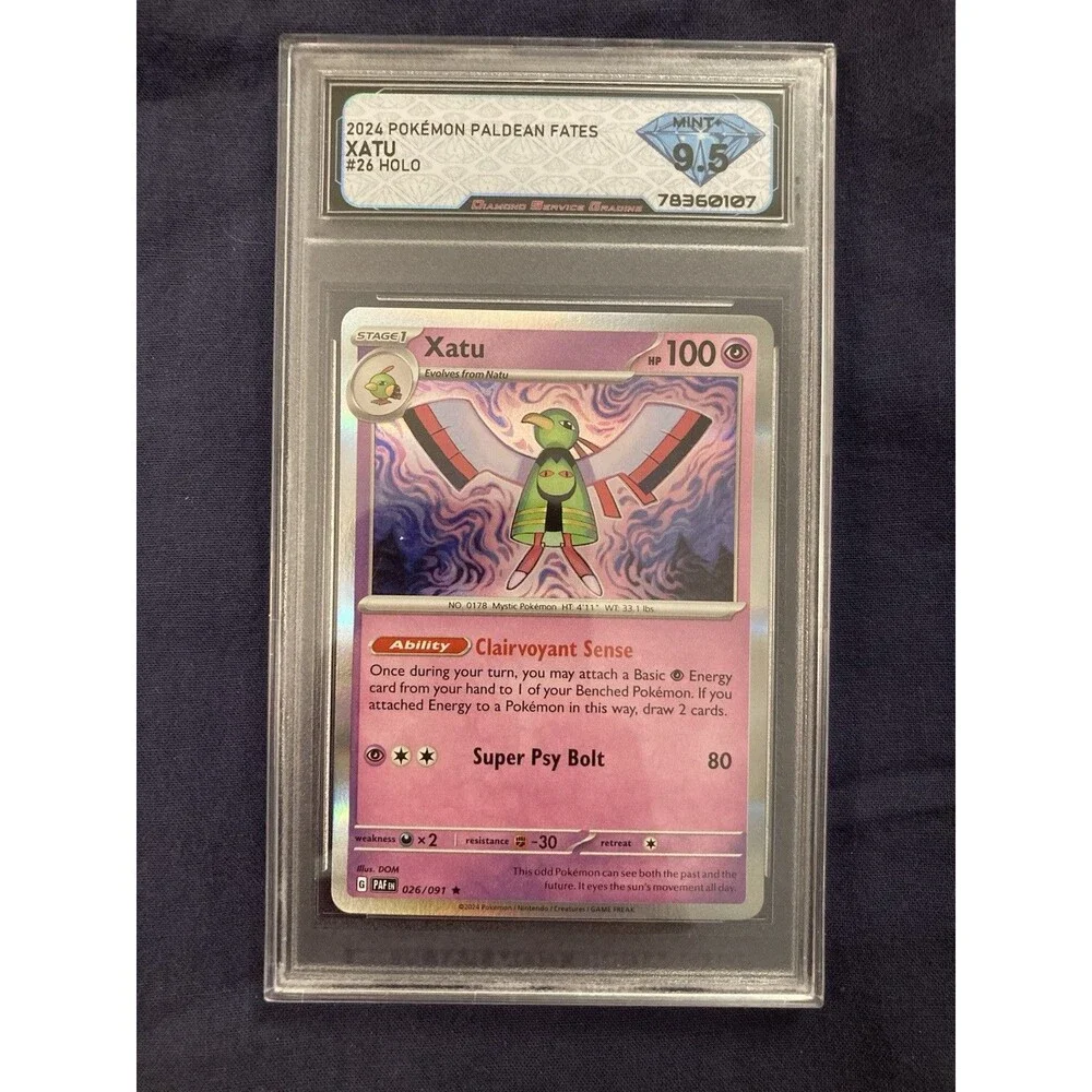 DSG MINT+ 9.5 Xatu 026/091 SV: Paldean Fates Stage 1 Rare Holo